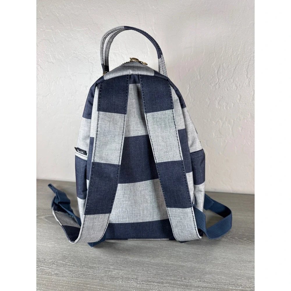 Herschel Supply Co Nova Mini Backpack Navy‎ Blue Grey Striped Canvas Bag